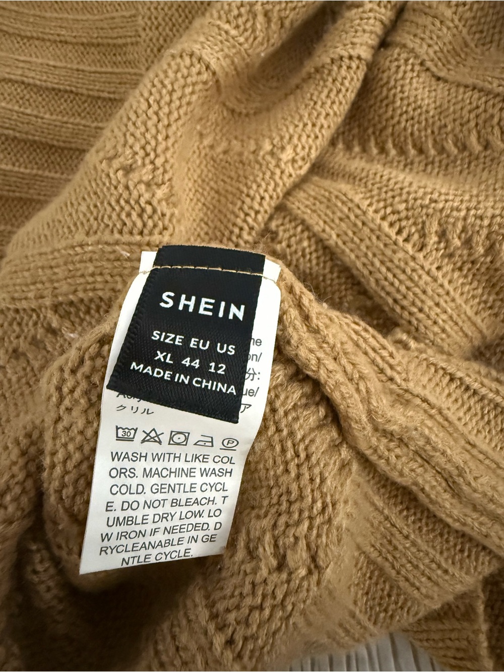 SHEIN Sleeveless Turtleneck Cable Knit Sweater - Khaki - Picture 4 of 6